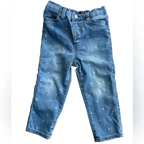 OSH kosh baby girl jeans‎ with printed hearts - Picture 1 of 7